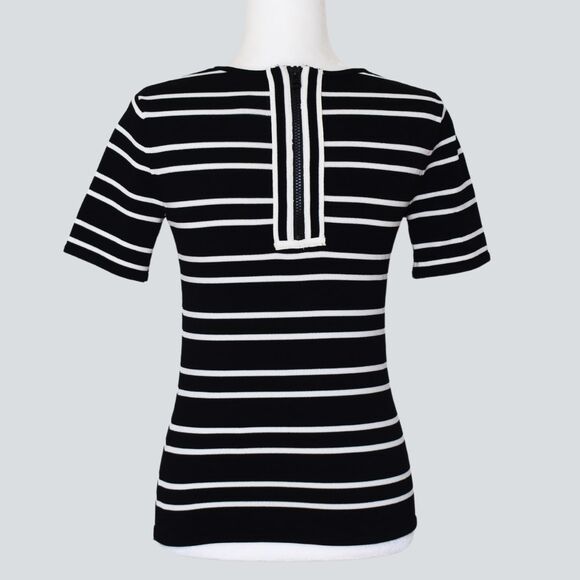 CARMEN Women's Black & White Striped Knit Top Size XS - Picture 3 of 7